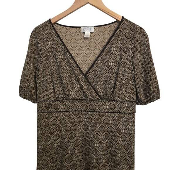 Ann Taylor LOFT Women’s Dress Size 6 Geometric Print Short Sleeve Empire Waist - Picture 2 of 5